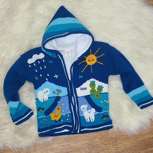 Other - Llama sweater hoodie zip up kids size 6T cute kitch